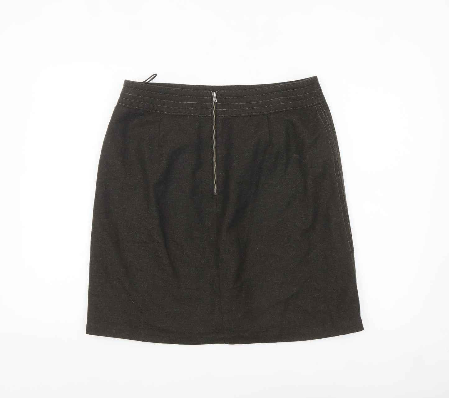 Marks and Spencer Women Brown Wool Tweed Pencil Skirt Size 14
