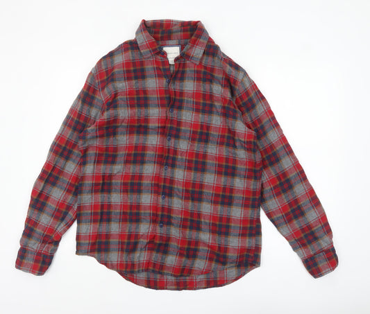 American Eagle Mens Red Plaid Flannel Button-Up Shirt M Regular