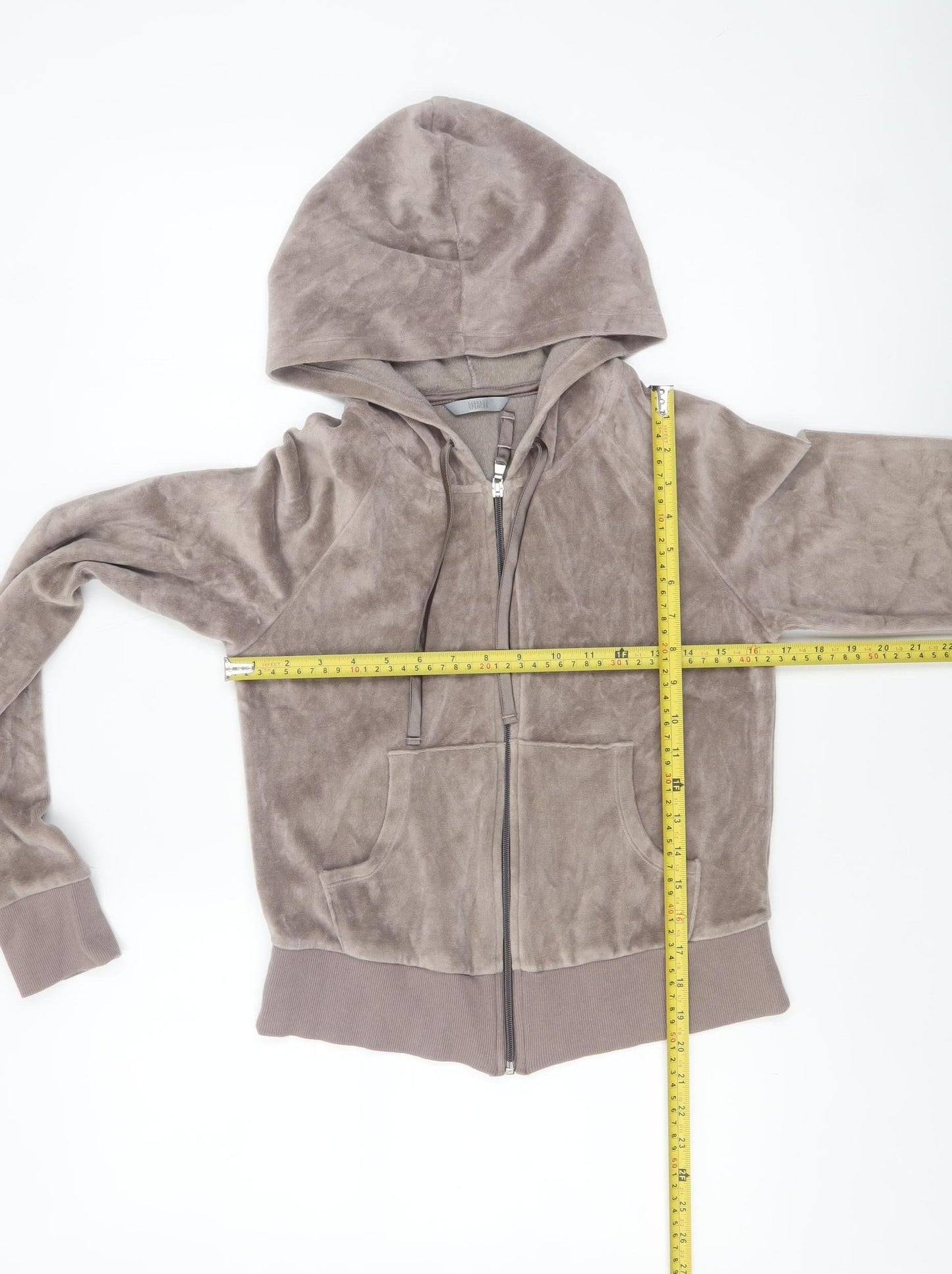 Marks and Spencer Women Taupe Velour Full Zip Hoodie UK 10