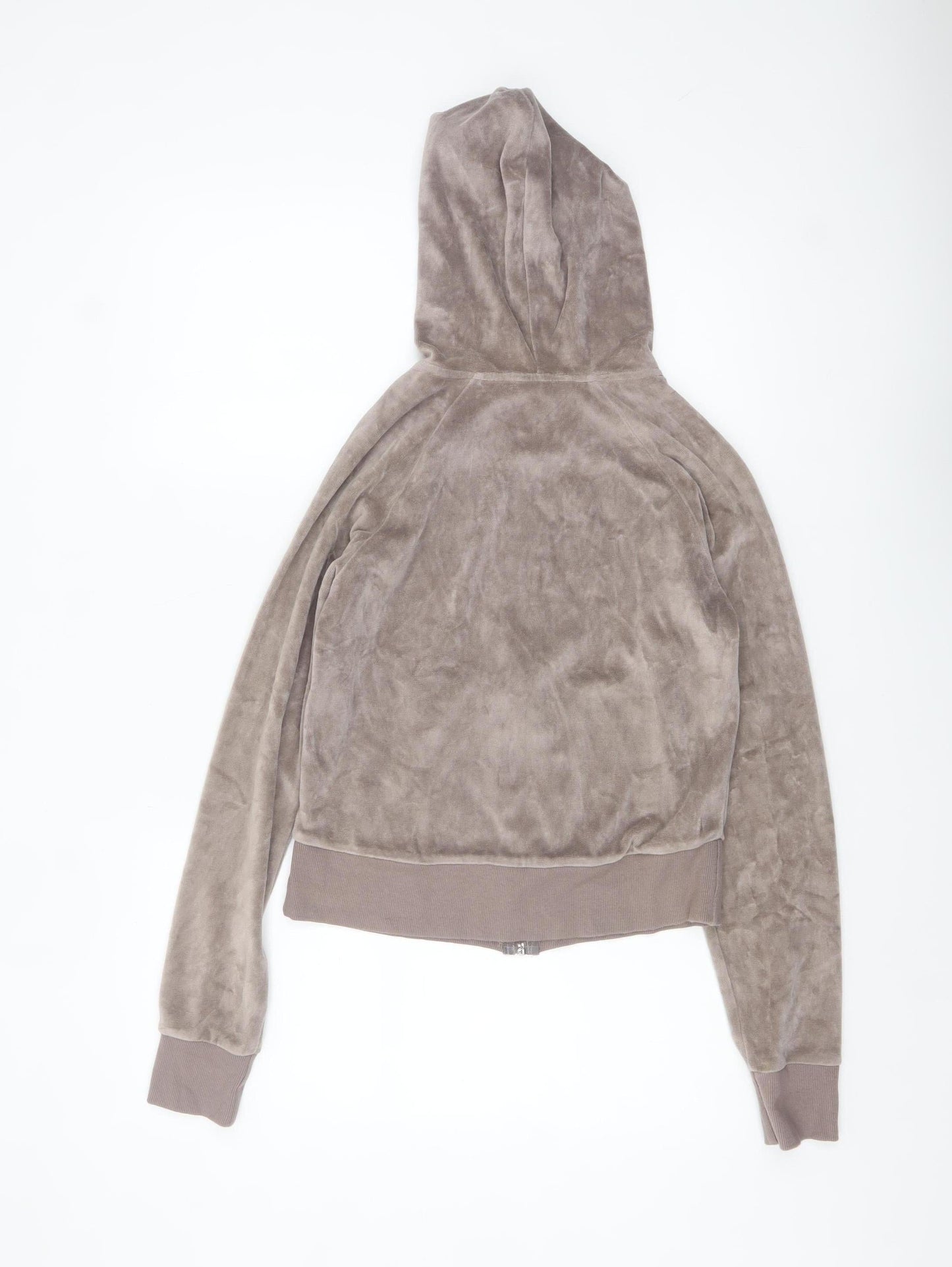 Marks and Spencer Women Taupe Velour Full Zip Hoodie UK 10