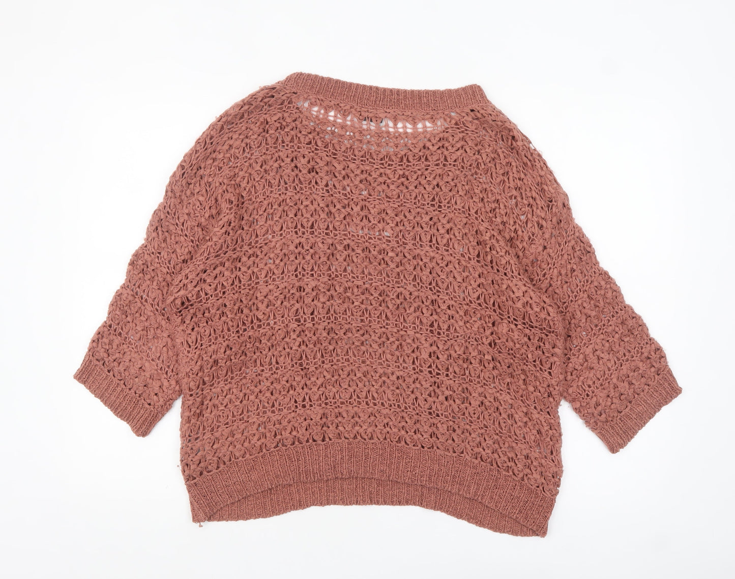 Sparkle & Fade Women’s Brown Open-Knit Pullover Jumper Size L