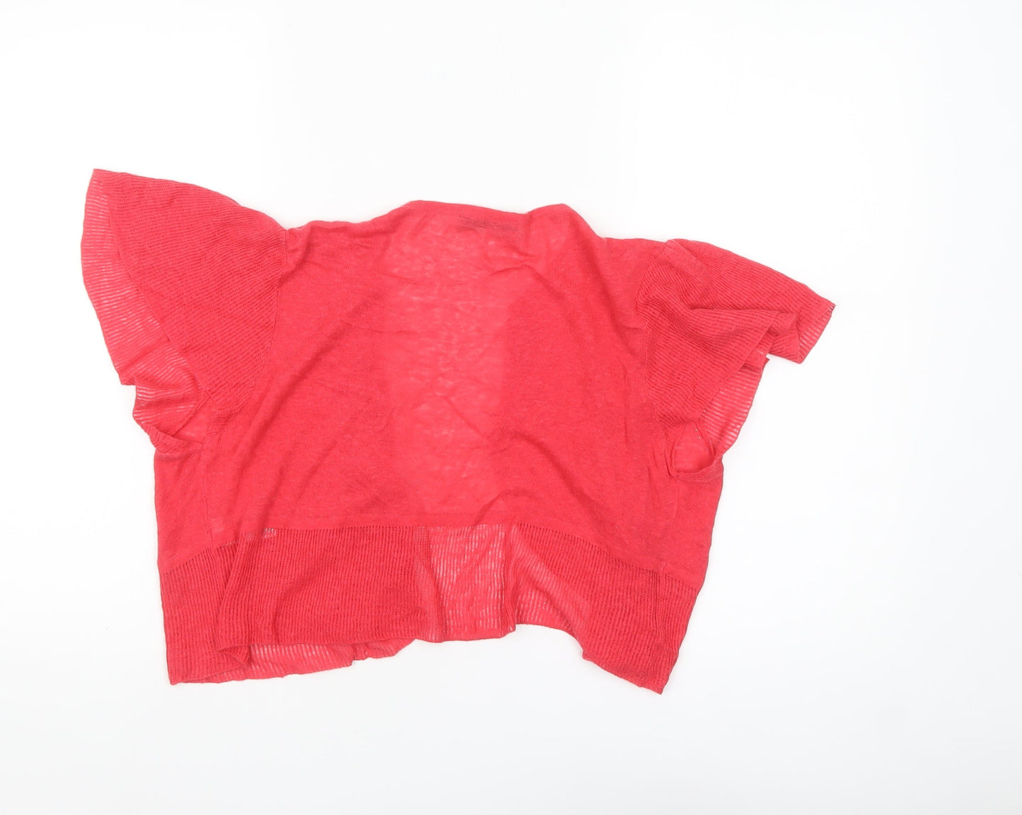 Marks and Spencer Women's Red Linen Blend Short Sleeve Open Cardigan Size 14