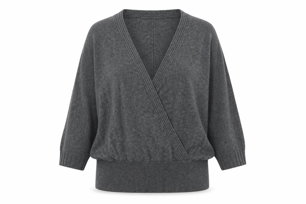 Artigiano Womens Grey Lambswool Blend Cardigan Size 20 V-Neck Knit Jumper
