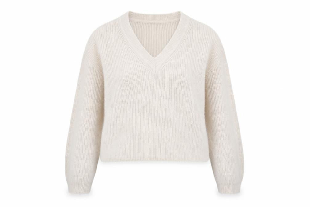 New Look Women Beige V-Neck Knit Pullover Jumper Size S