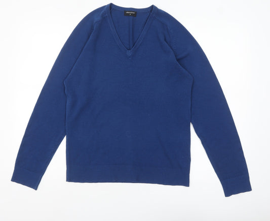 Urban Spirit Men's Blue V-Neck Acrylic Jumper Size S