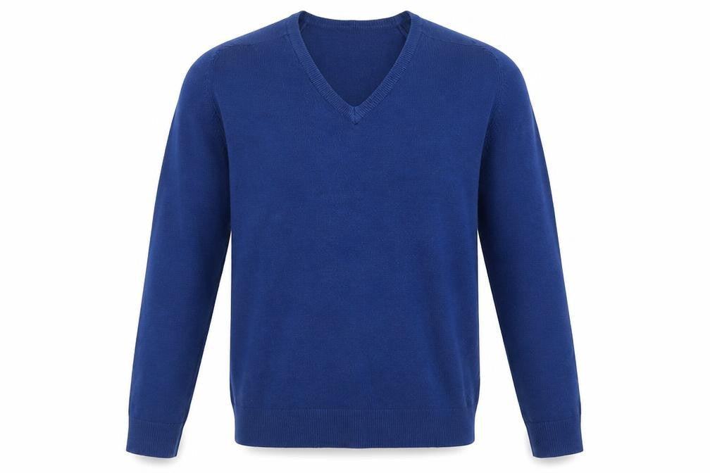 Urban Spirit Men's Blue V-Neck Acrylic Jumper Size S