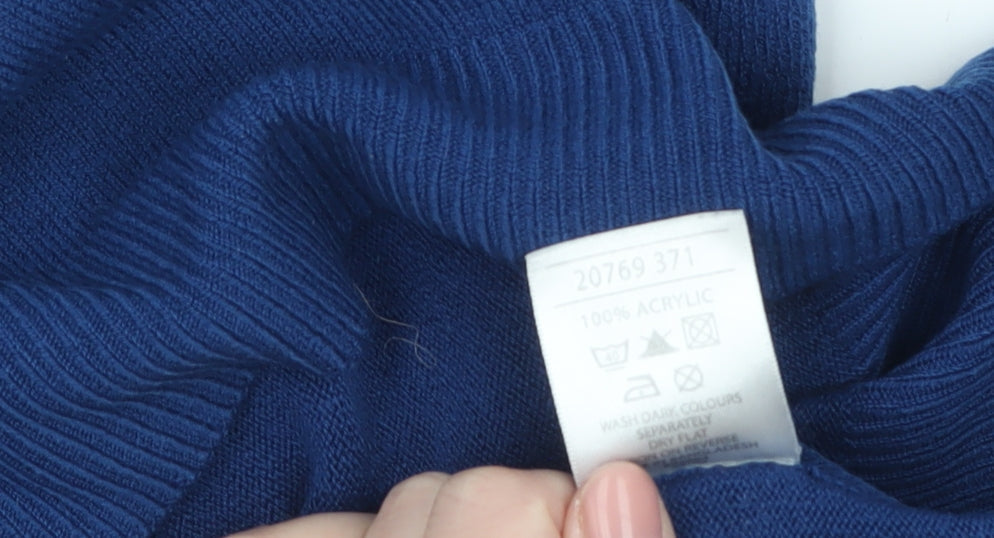 Urban Spirit Men's Blue V-Neck Acrylic Jumper Size S