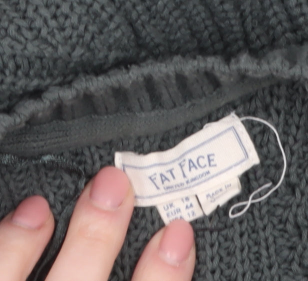 Fat Face Women’s Grey Cotton Knit Long Sleeve Tunic Jumper Size 14