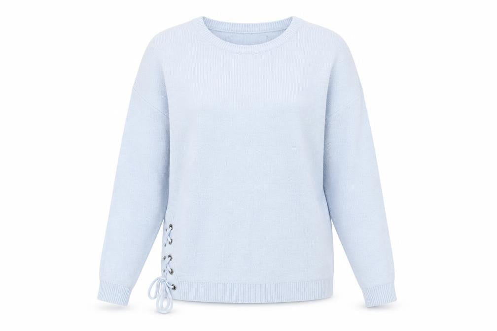 Capsule Women Blue Acrylic Crew Neck Pullover Jumper Size S