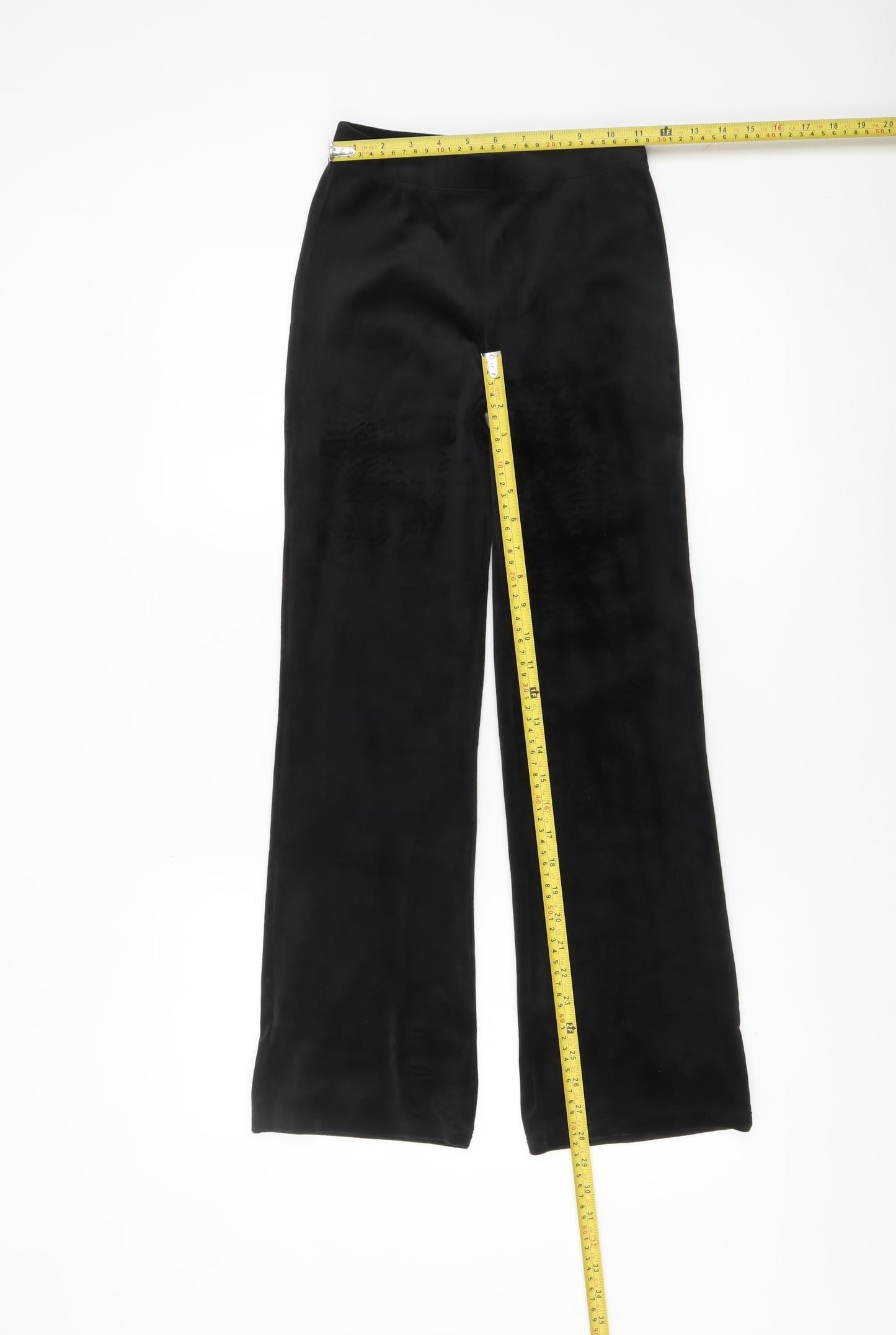 H&M Girls Black Velour Stretch Trousers Size 13 Years Regular Fit