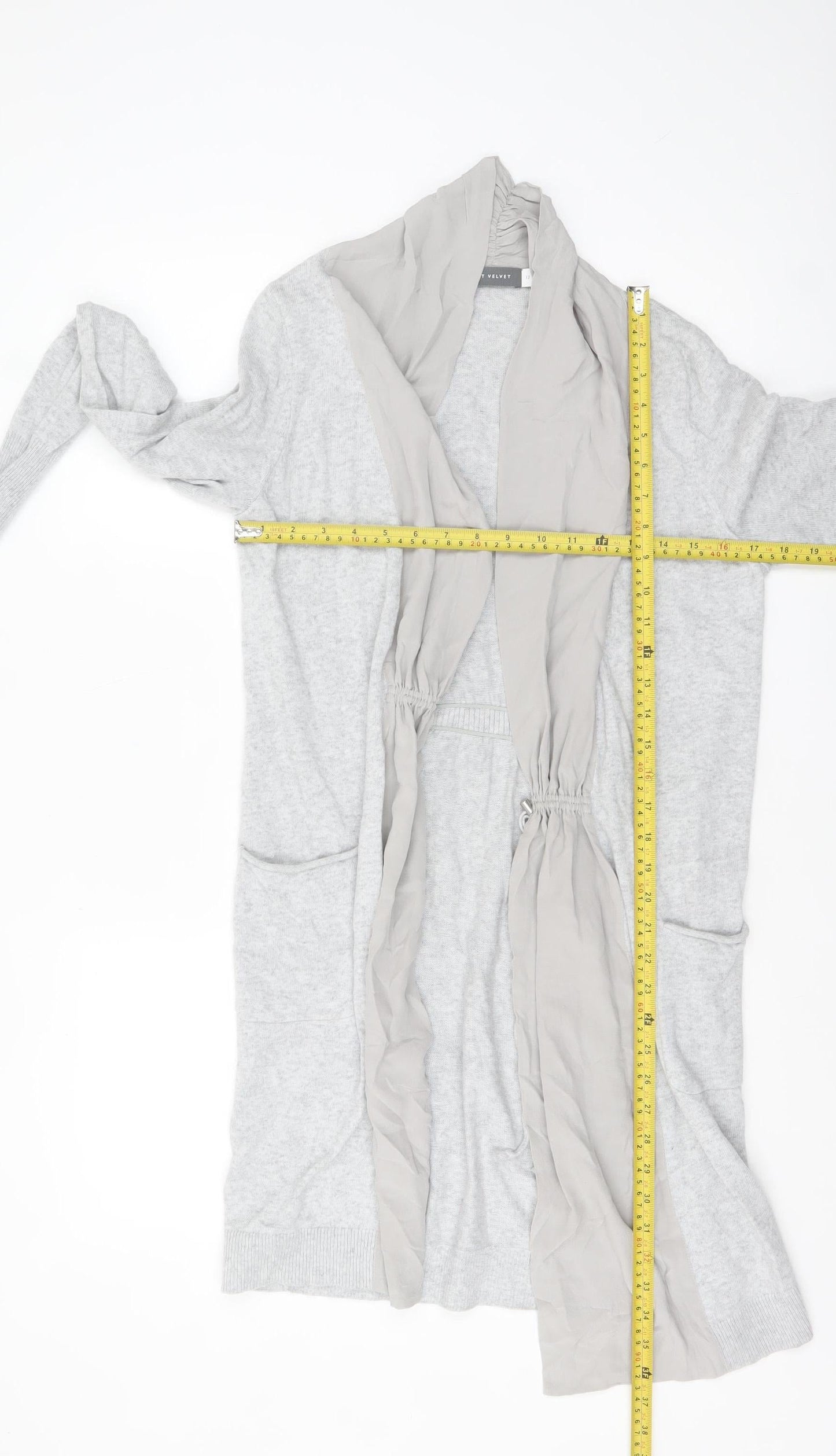 Mint Velvet Womens Grey Size 12 Long Sleeve Open Knit Cardigan