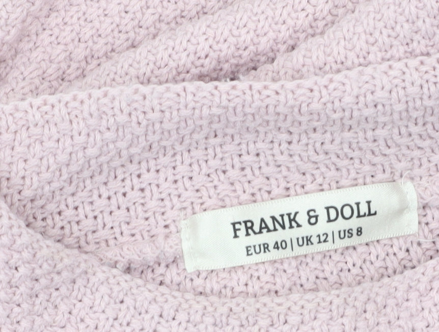 Frank & Doll Women’s Pink Belted Tunic Jumper UK 12 Cotton Knit