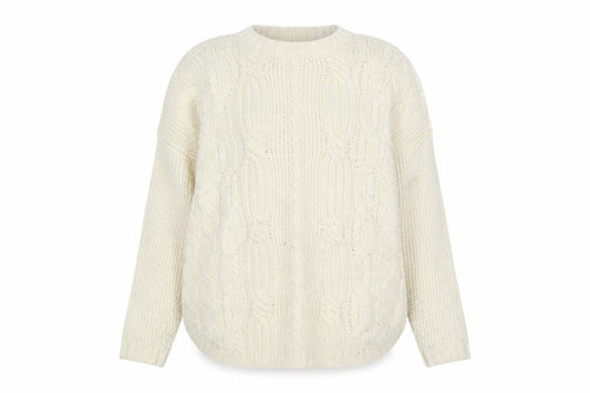 Mango Women’s Ivory Cable-Knit Jumper Size 10 Relaxed Fit