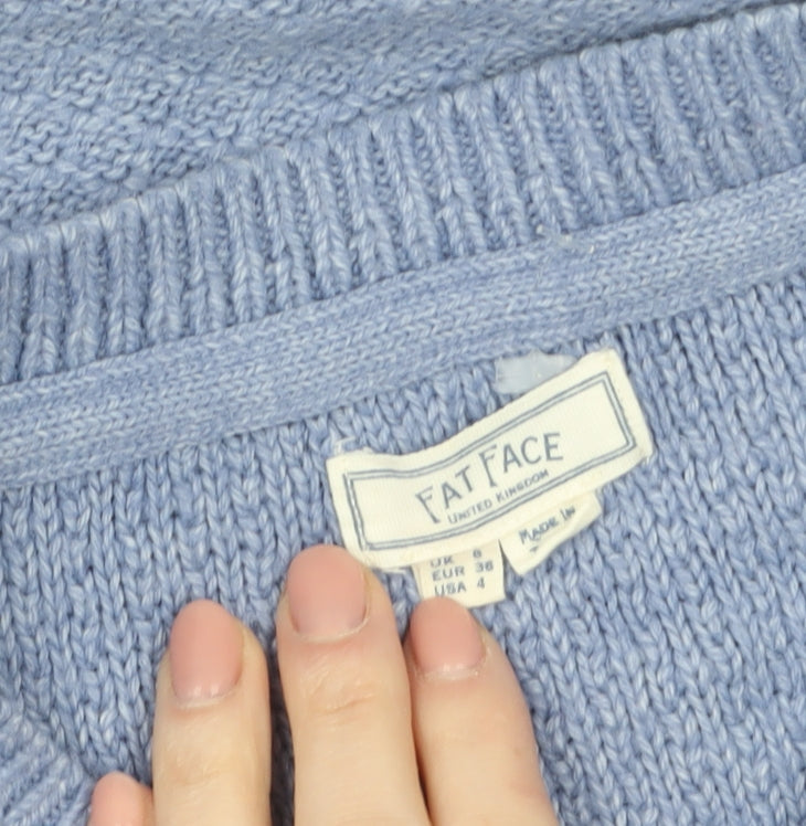 Fat Face Women's Blue Crew Neck Knit Jumper Size 10