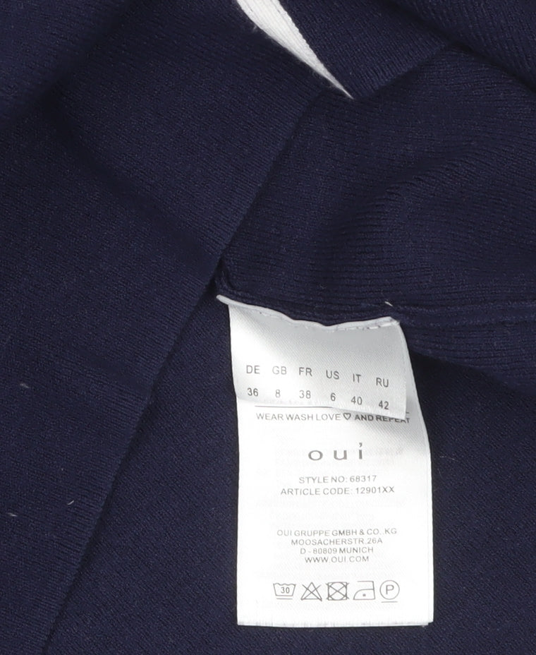 Oui Womens Navy Blue Cotton Blend Long Sleeve Jumper Size 10
