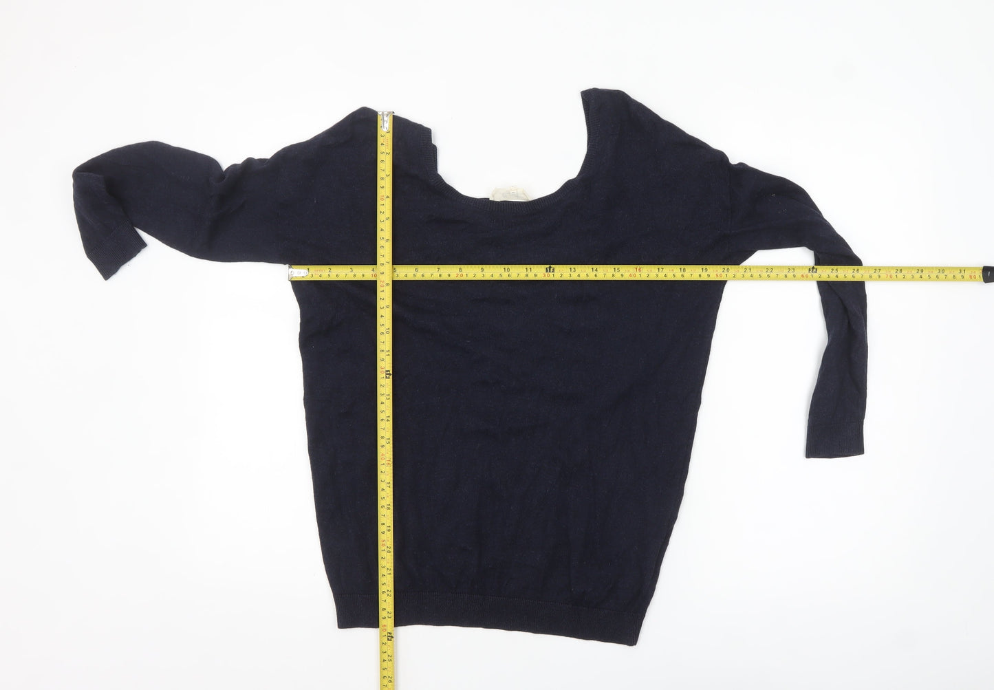 Marie Sixtine Womens Blue Wool Cotton Viscose Silk V-Neck Jumper M