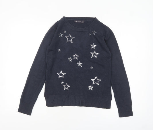 Marks and Spencer Womens Black Sequin Star Jumper XS