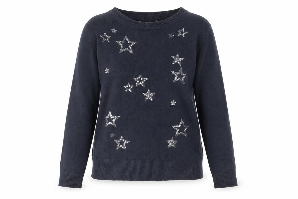 Marks & Spencer Womens Black Sequin Star Jumper XS