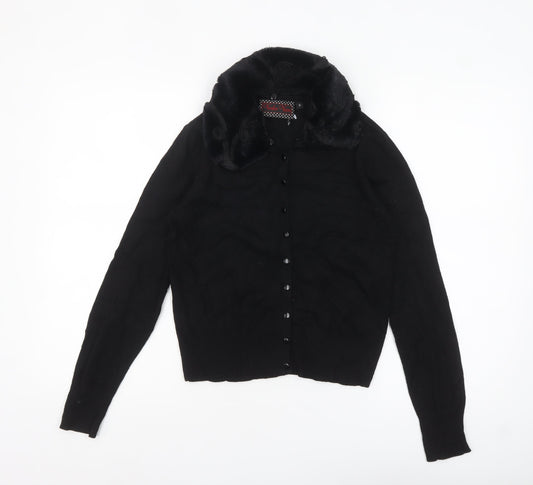 Voodoo Vixen Women's Black Faux Fur Collar Cardigan Size S