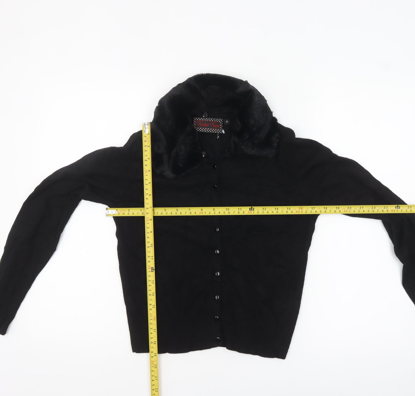 Voodoo Vixen Women's Black Faux Fur Collar Cardigan Size S