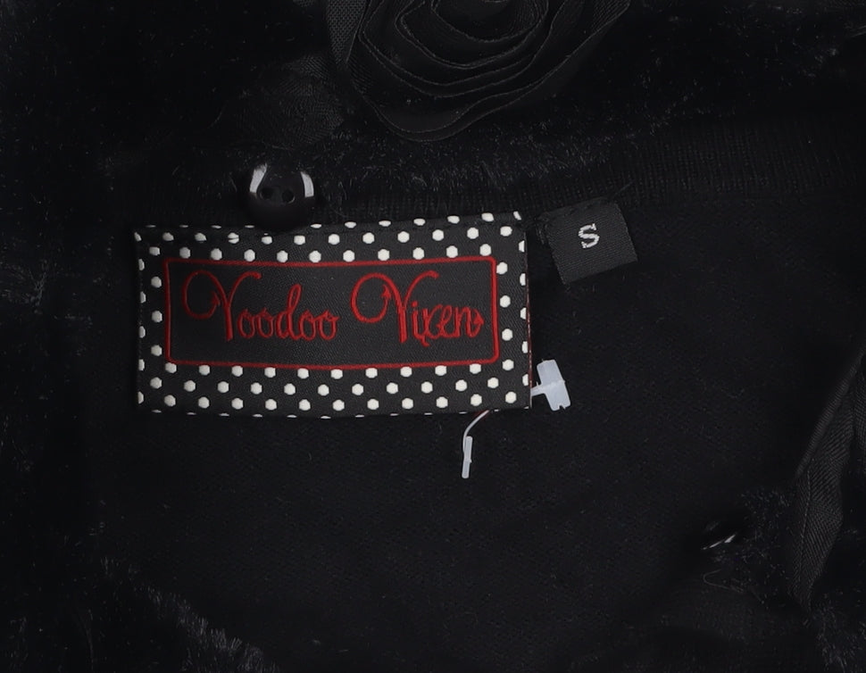 Voodoo Vixen Women's Black Faux Fur Collar Cardigan Size S