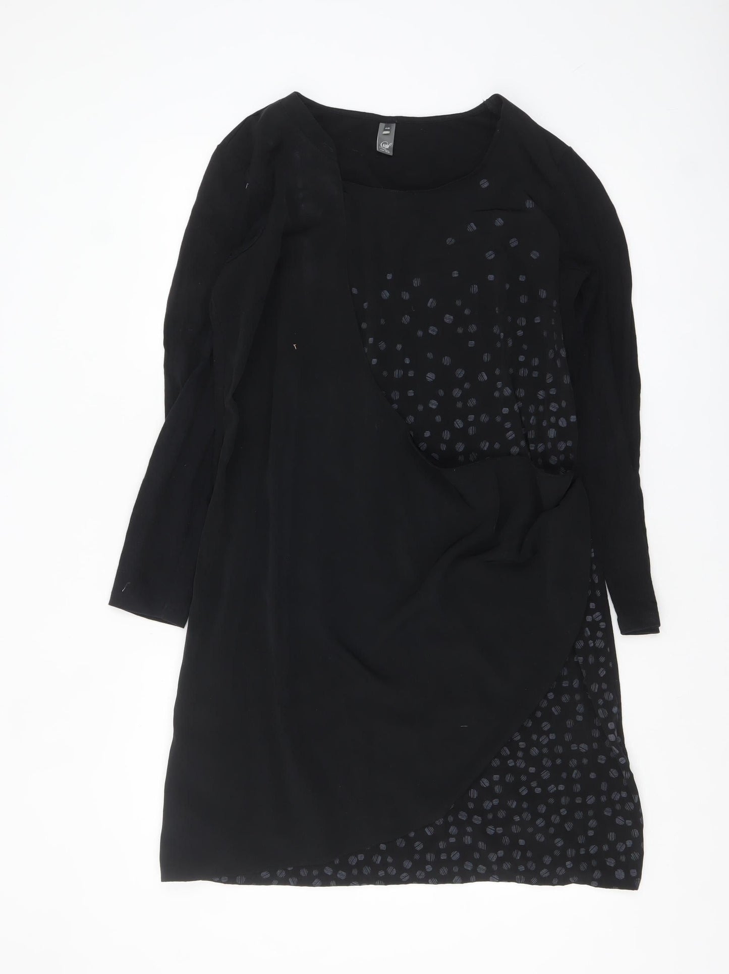 Lady Captain Women's Black Size 14 Asymmetric Long Sleeve Dress