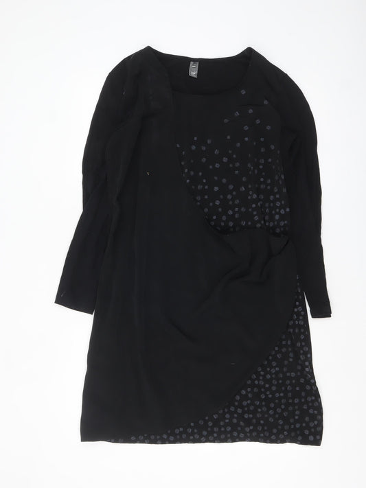 Lady Captain Women's Black Size 14 Asymmetric Long Sleeve Dress