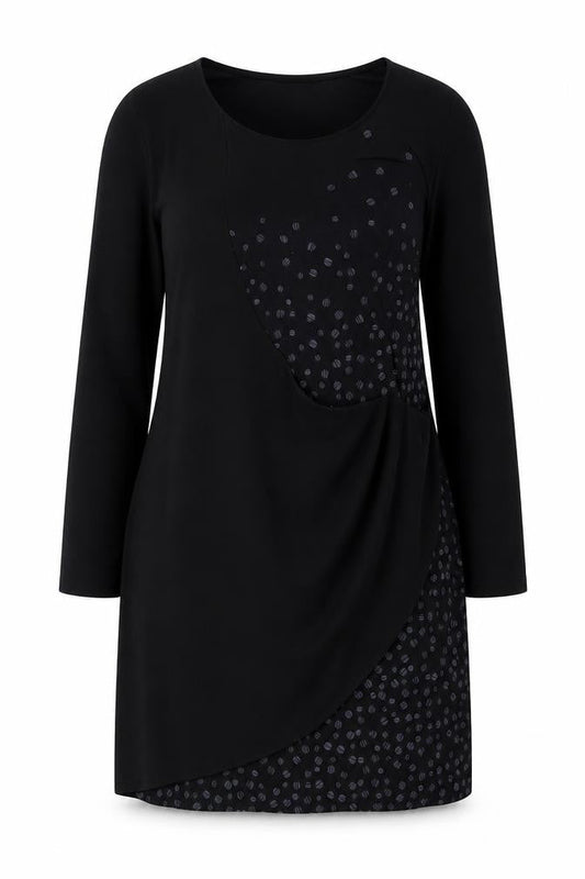 Lady Captain Women's Black Size 14 Asymmetric Long Sleeve Dress