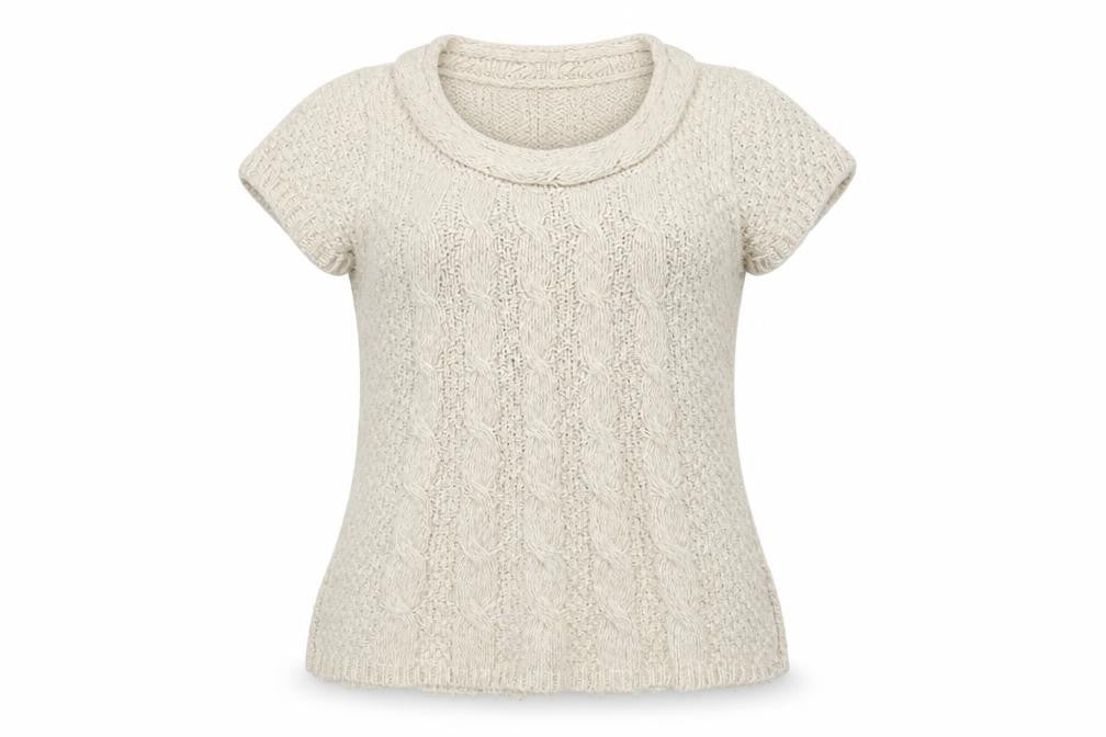 Oasis Women Beige Chunky Knit Cowl Neck Short Sleeve Jumper L