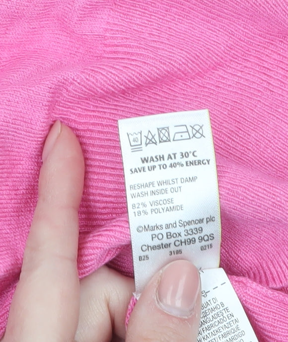 Marks and Spencer Women Pink Cardigan UK 6 Long Sleeve Viscose Blend