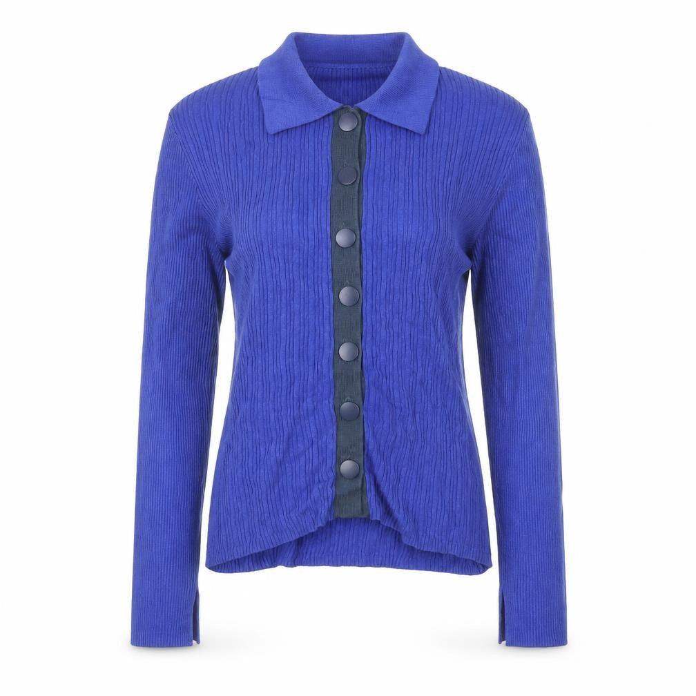 Warehouse Women Blue Collared Long Sleeve Button Cardigan M
