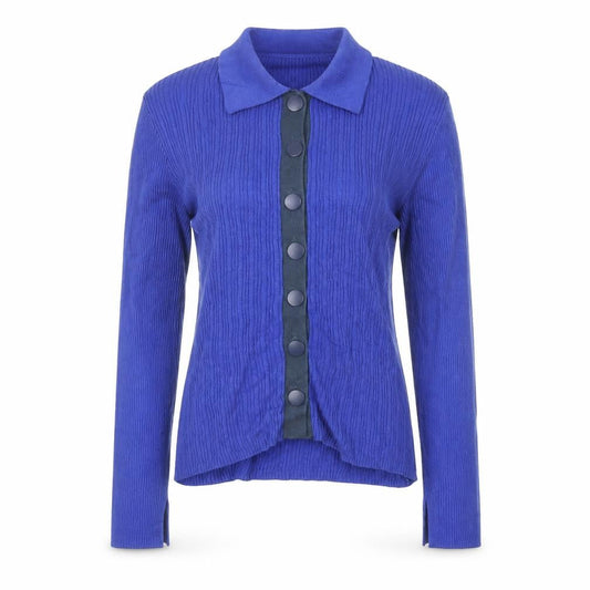 Warehouse Women Blue Collared Long Sleeve Button Cardigan M