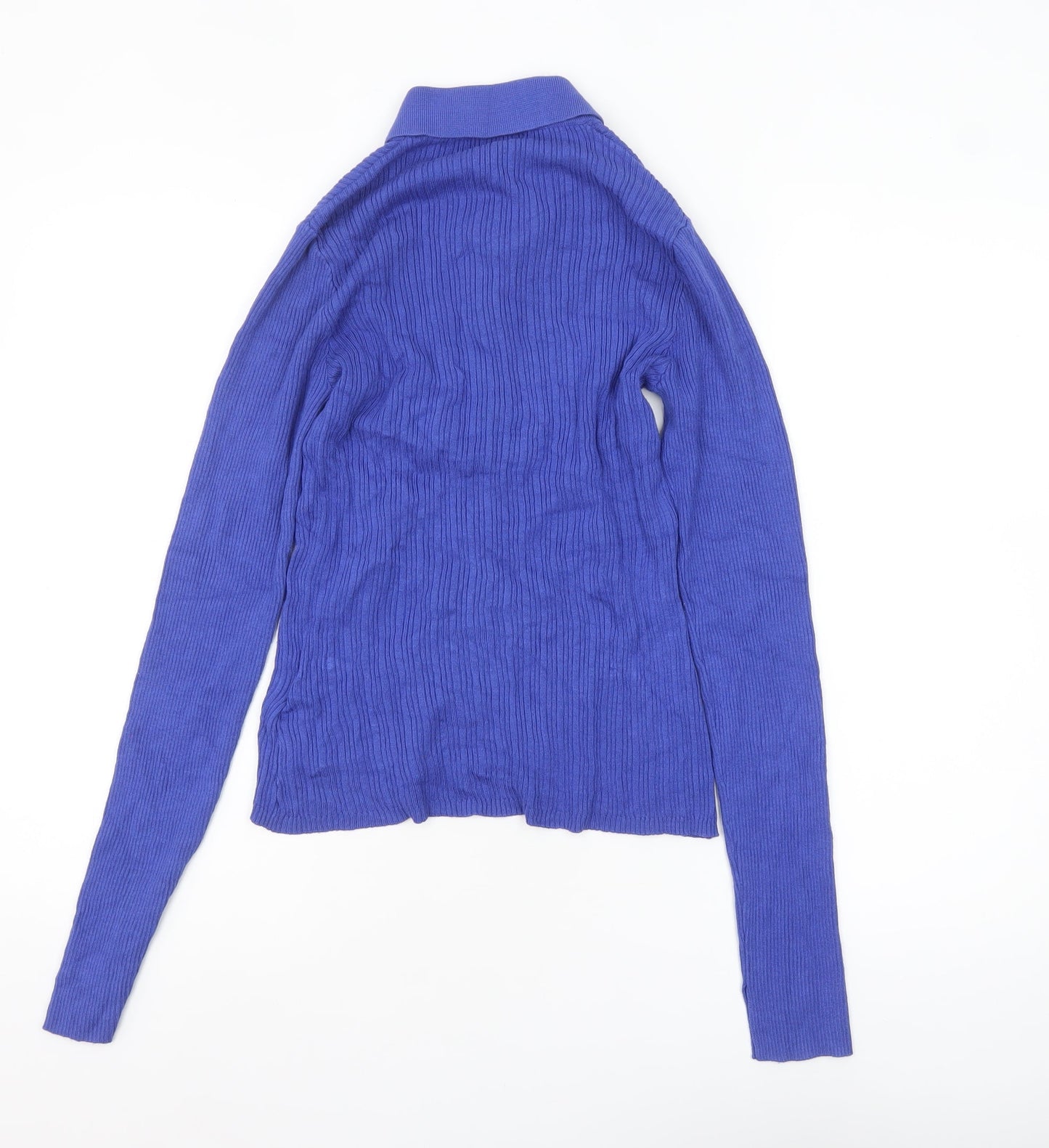 Warehouse Women Blue Collared Long Sleeve Button Cardigan M