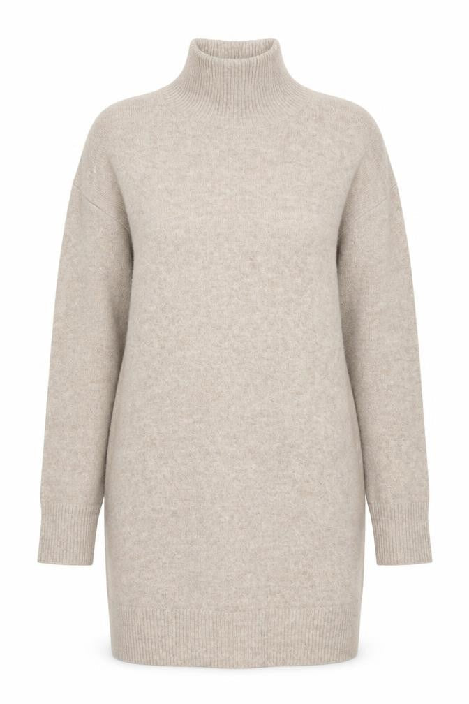New Look Women Beige Roll Neck Long Sleeve Tunic Jumper Size L