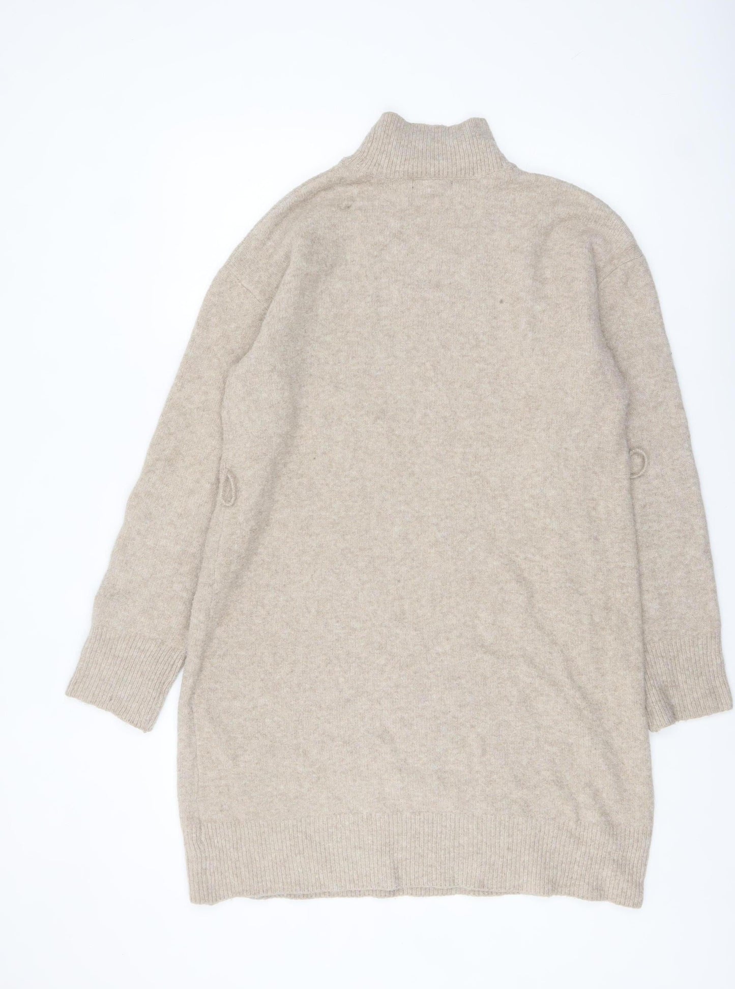 New Look Women Beige Roll Neck Long Sleeve Tunic Jumper Size L