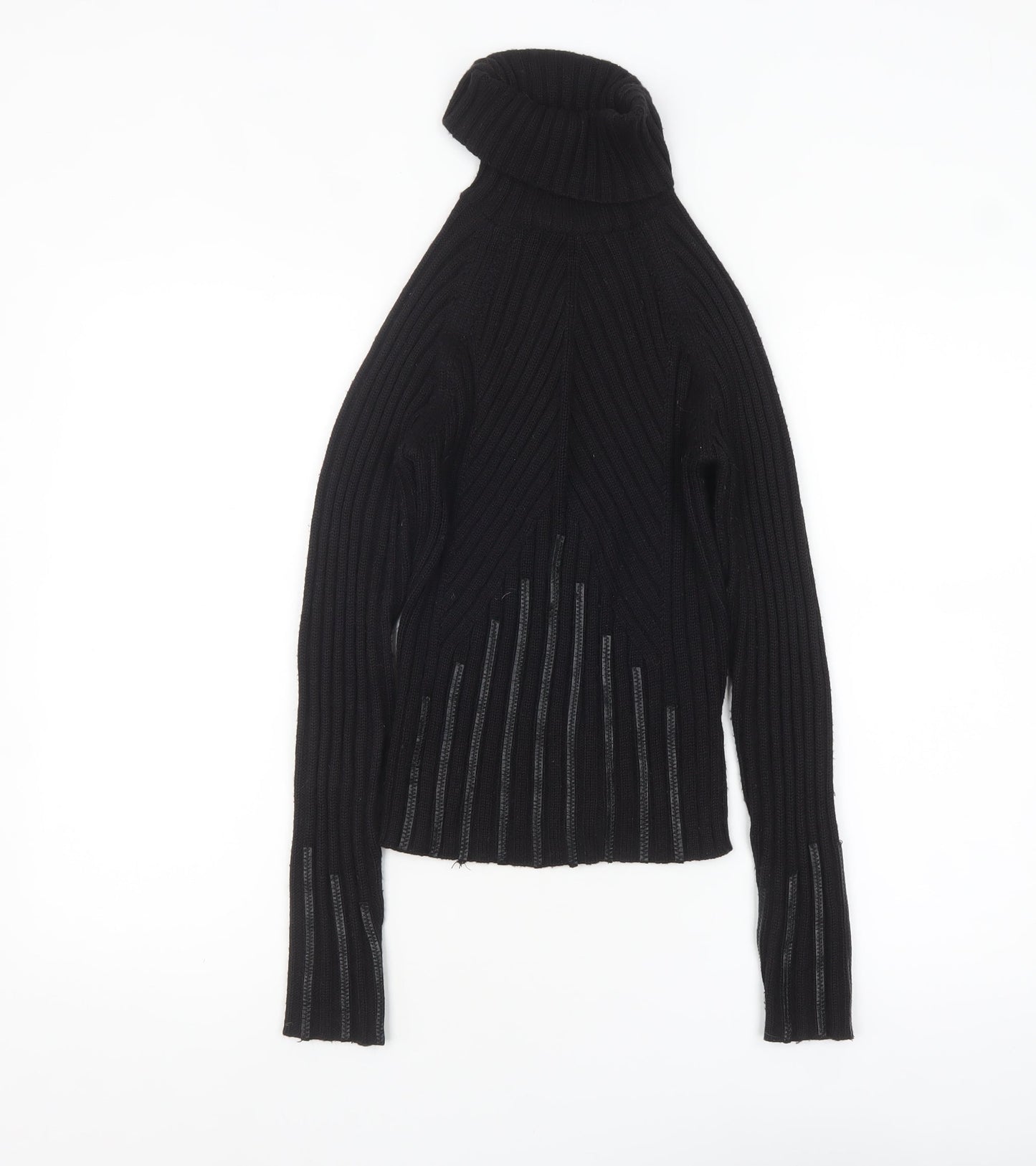 River Island Women's Black Roll Neck Ribbed Knit Jumper Size 10