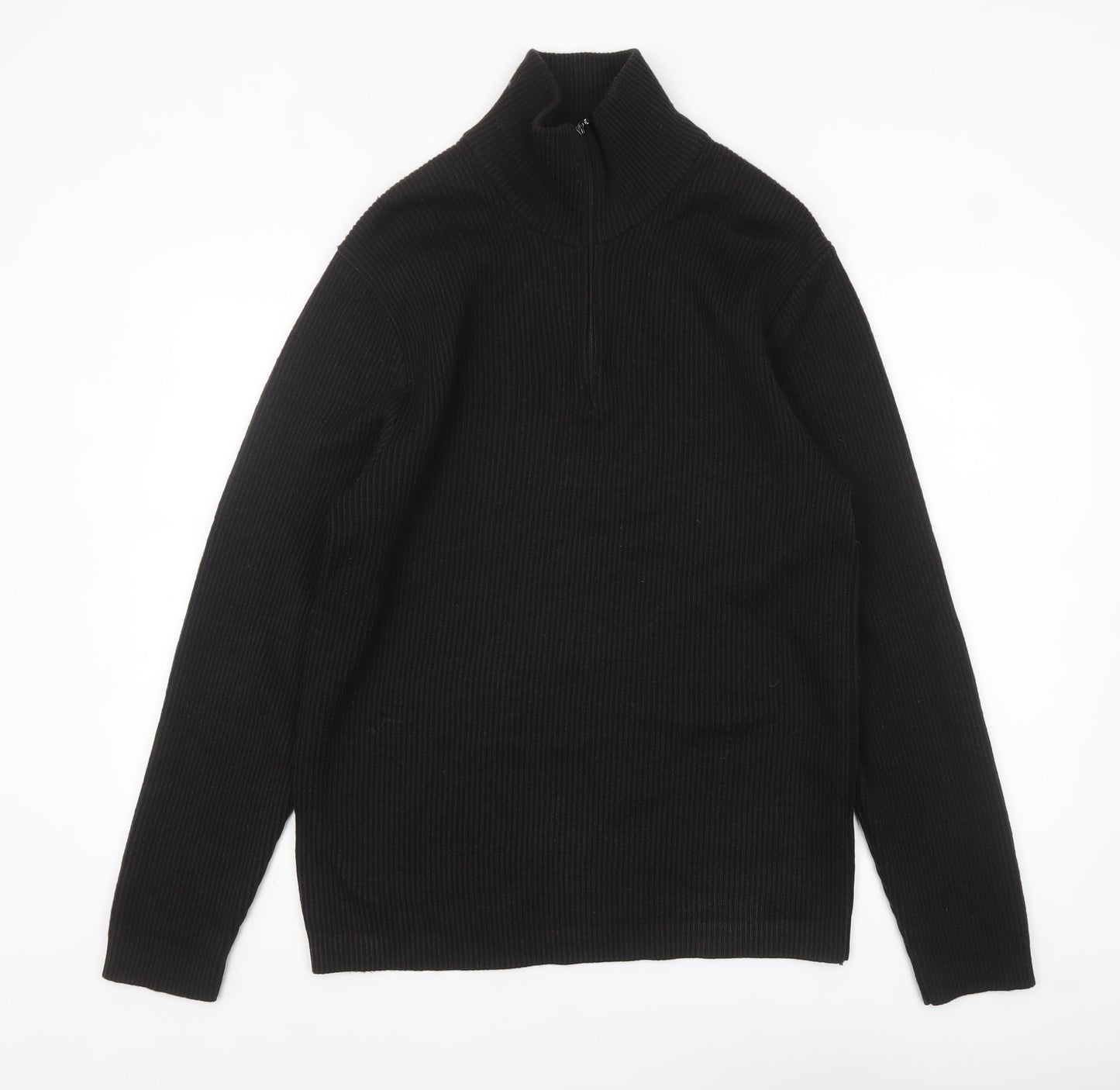 Laypun Men’s Black Wool Blend 1/2 Zip High Neck Jumper Size 2XL