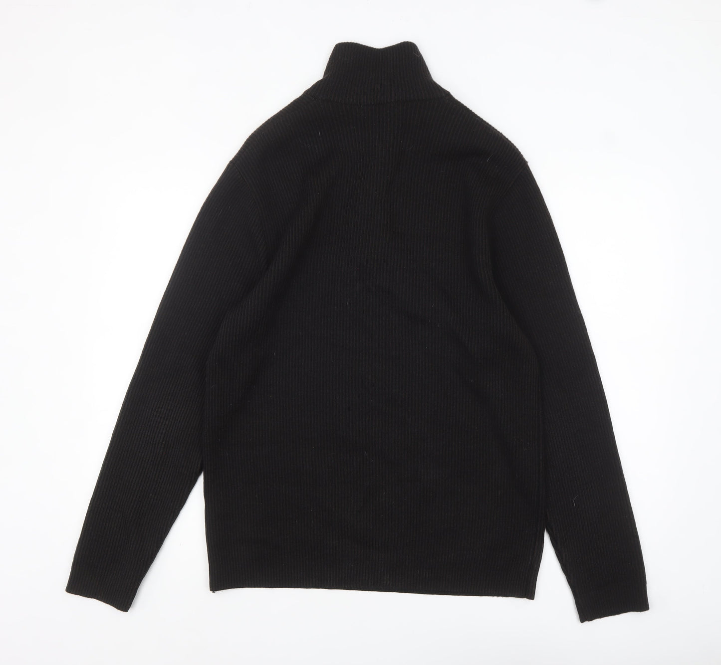 Laypun Men’s Black Wool Blend 1/2 Zip High Neck Jumper Size 2XL