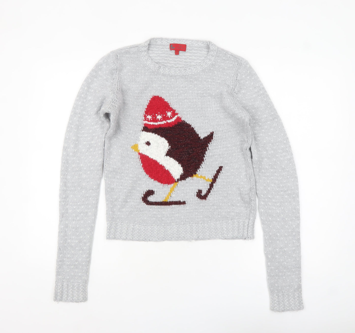 Next Women’s Grey Christmas Bird Jumper Size 6 Pullover Knit