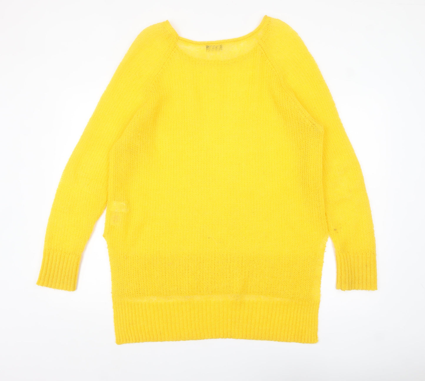 F&F Women's Yellow Mohair Blend Long Sleeve Scoop Neck Jumper Size 12