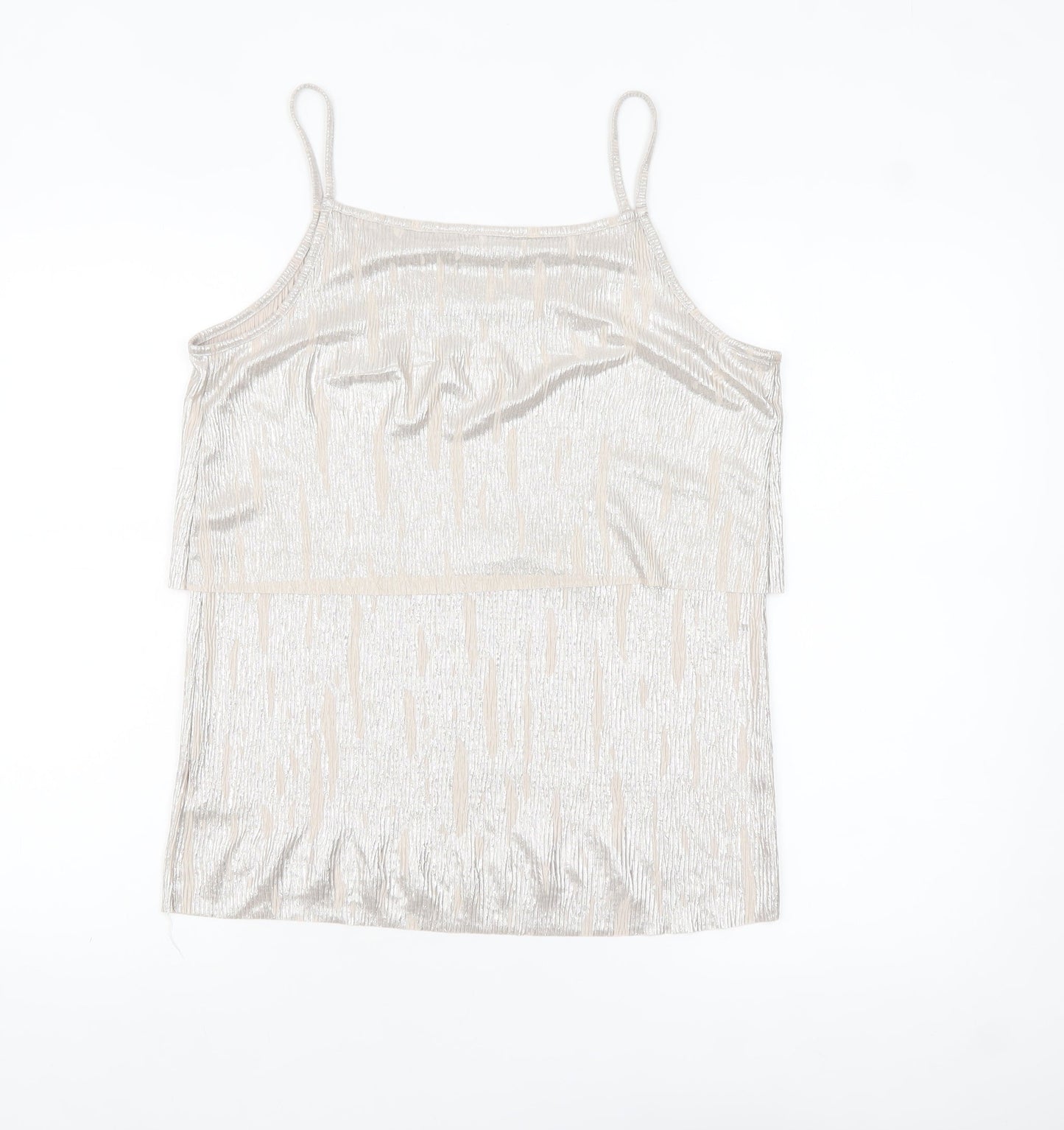 Next Women Silver Camisole Tank Top Size 12 Sleeveless Party Style