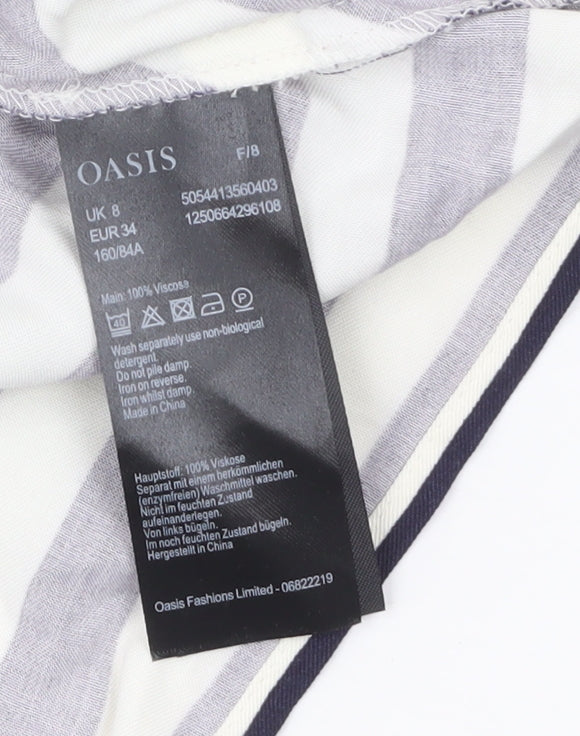 Oasis Women’s Blue Striped Viscose Camisole Blouse Size 8