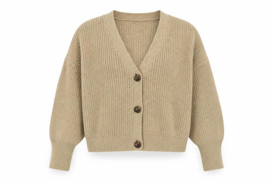 Vero Moda Women’s Beige Chunky-Knit V-Neck Cardigan XL