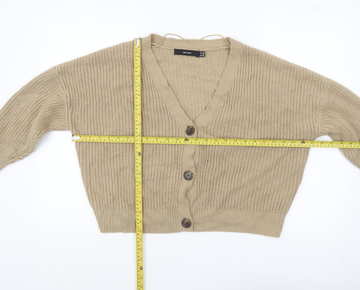 Vero Moda Women’s Beige Chunky-Knit V-Neck Cardigan XL