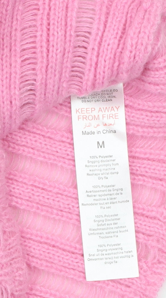 Nasty Gal Womens Pink V-Neck Long Sleeve Knit Cropped Jumper M