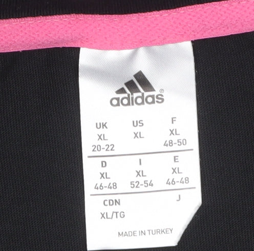 Adidas Womens Black XL Short Sleeve Stretch Cotton T-Shirt