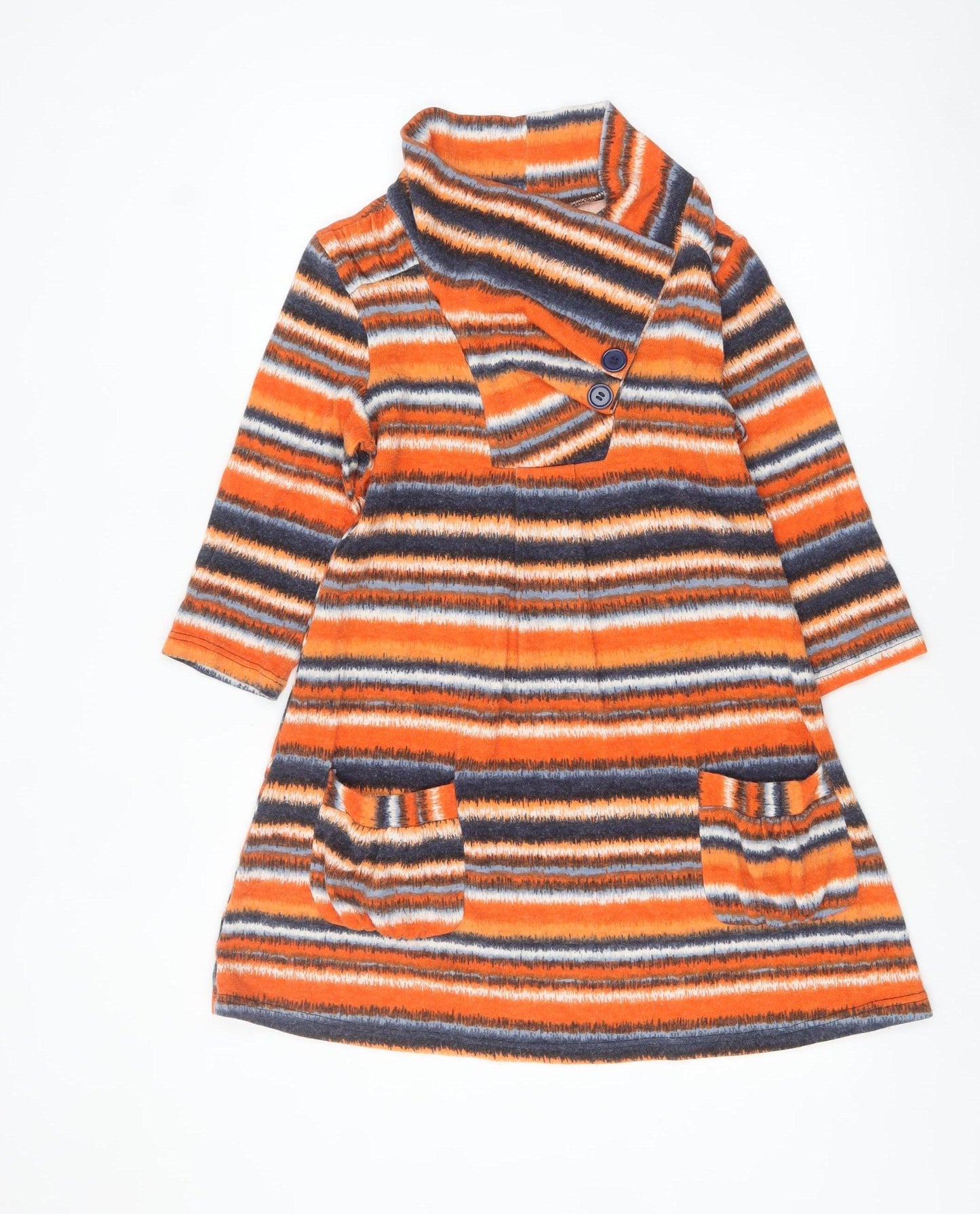 Stella Women’s Orange Striped A-Line Knit Dress Size 8