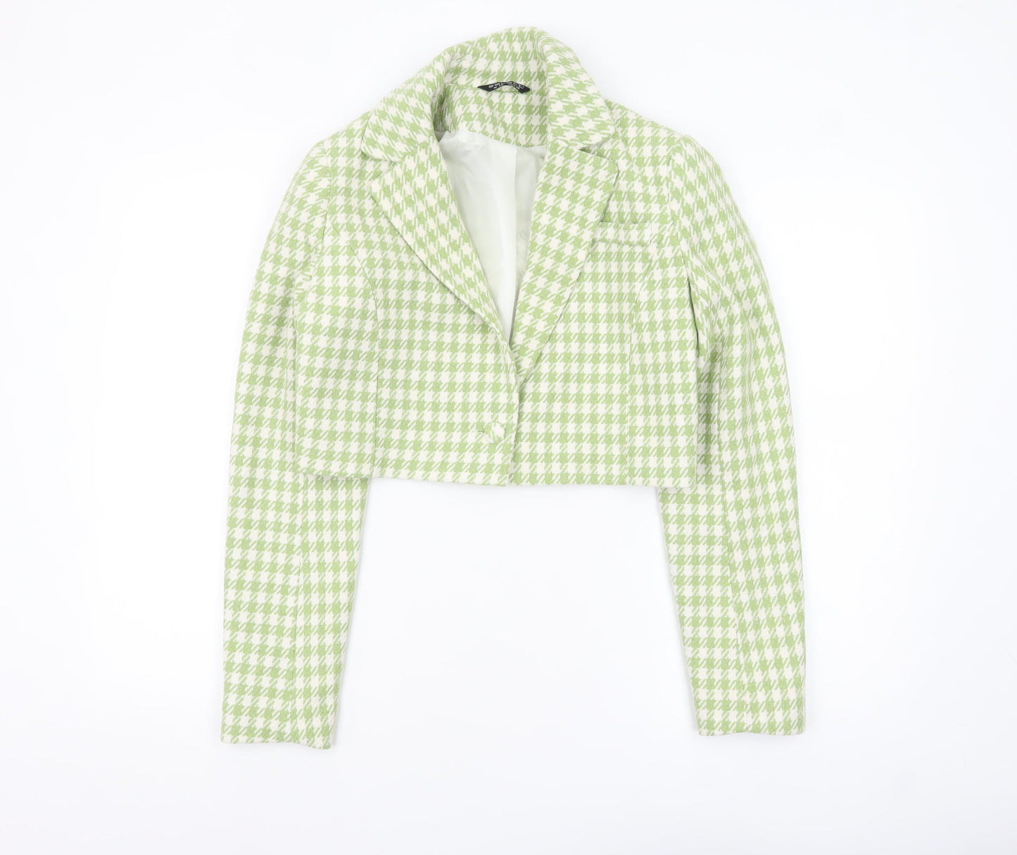 Select Women's Green Houndstooth Cropped Blazer UK 10
