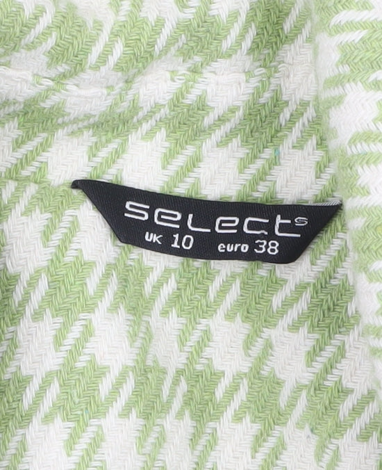 Select Women's Green Houndstooth Cropped Blazer UK 10