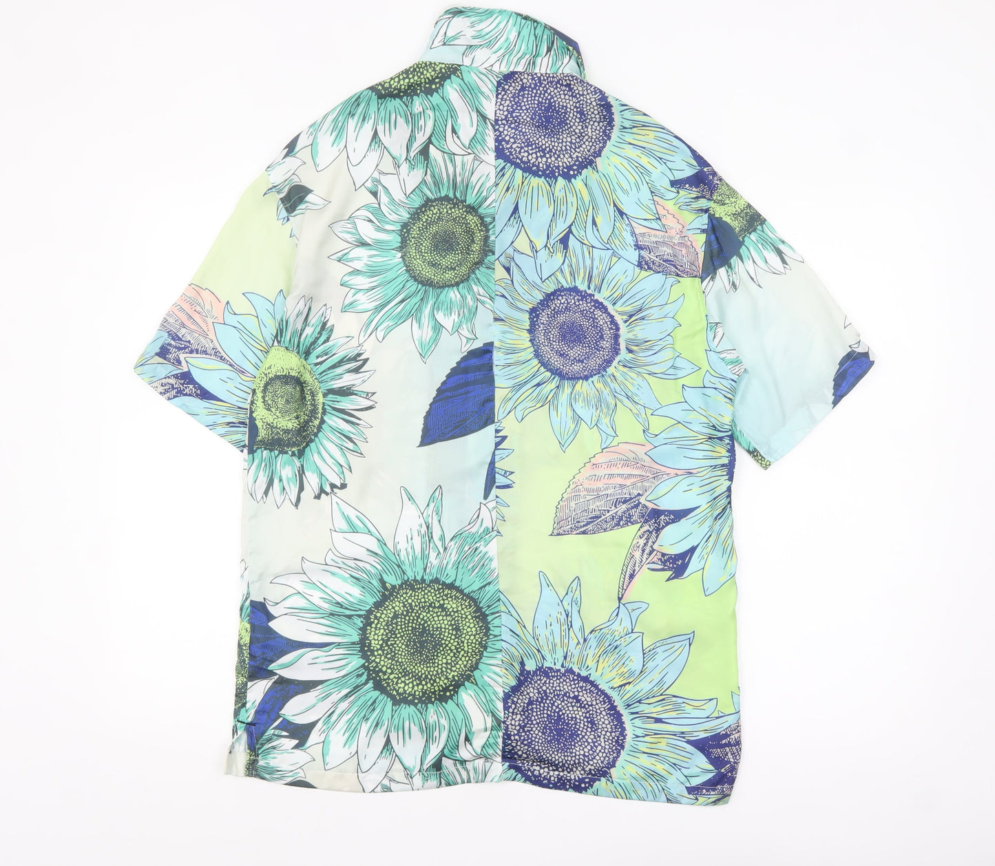 Bershka Men's XS Blue Floral Button-Up Shirt Summer Casual